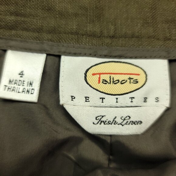 Tabolts Womens 4 P Petite Olive‎ 100% Irish Linen Pants Breathable Lightweight - Picture 2 of 11